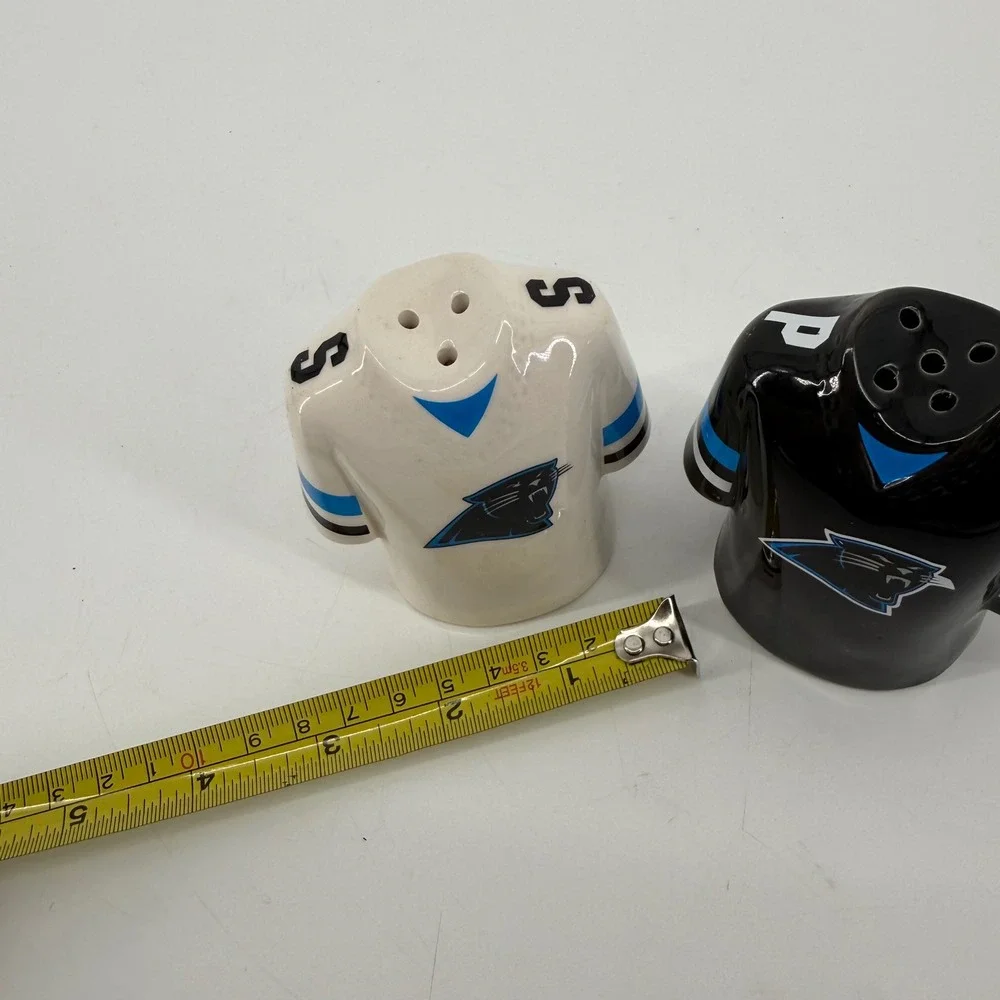 Carolina‎ Panthers NFL Jersey Salt and Pepper Shaker Set Ceramic Black White